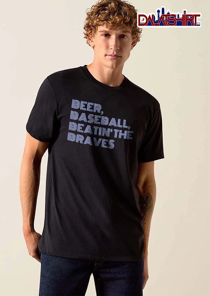 Beer Baseball Beatin The Braves Retro Striped Line Typography shirt
