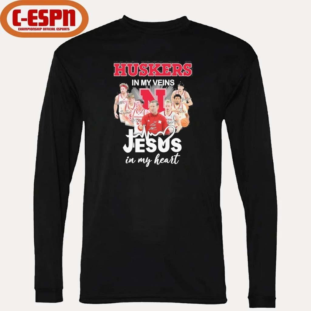 Nebraska Huskers Men’s Basketball In My Veins Jesus In My Heart Shirt