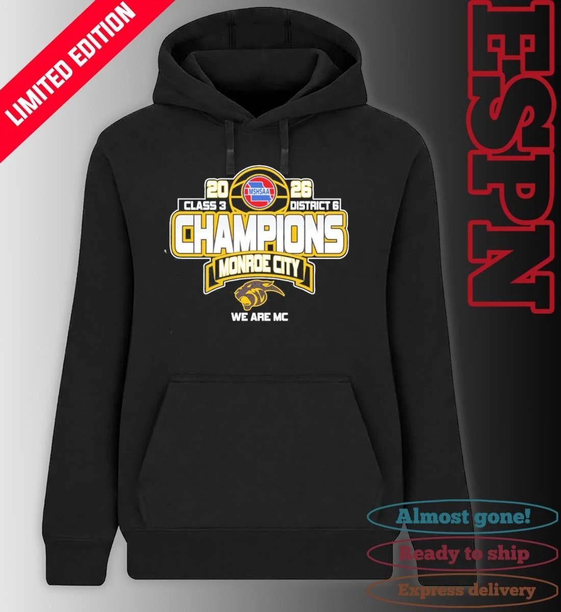 Monroe City Basketball 2026 MSHSAA Class 3 District 6 Champions Shirt