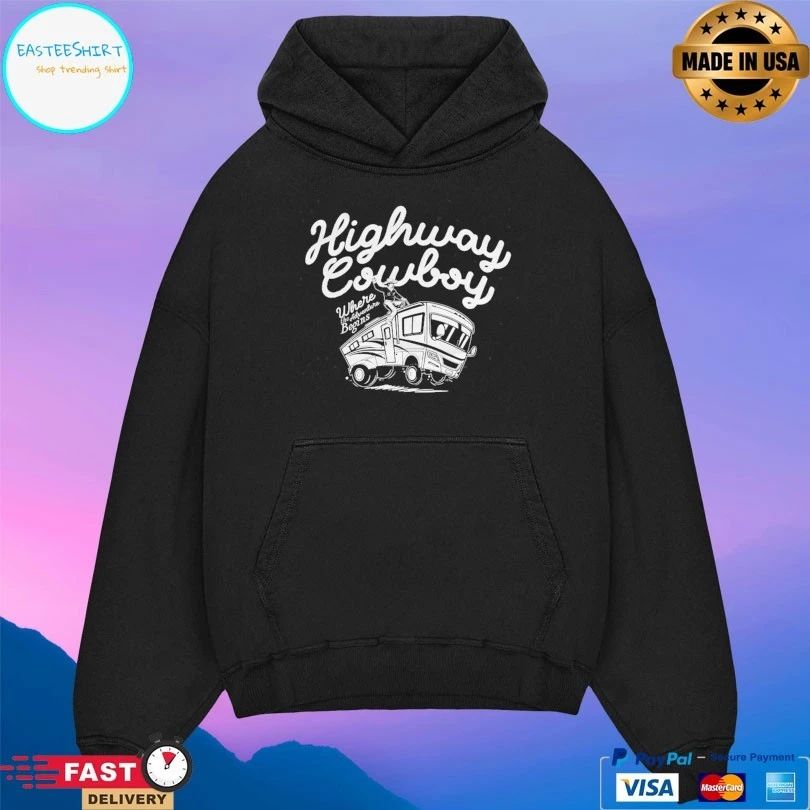 Highway Cowboy Where The Adventure Begins T-shirts