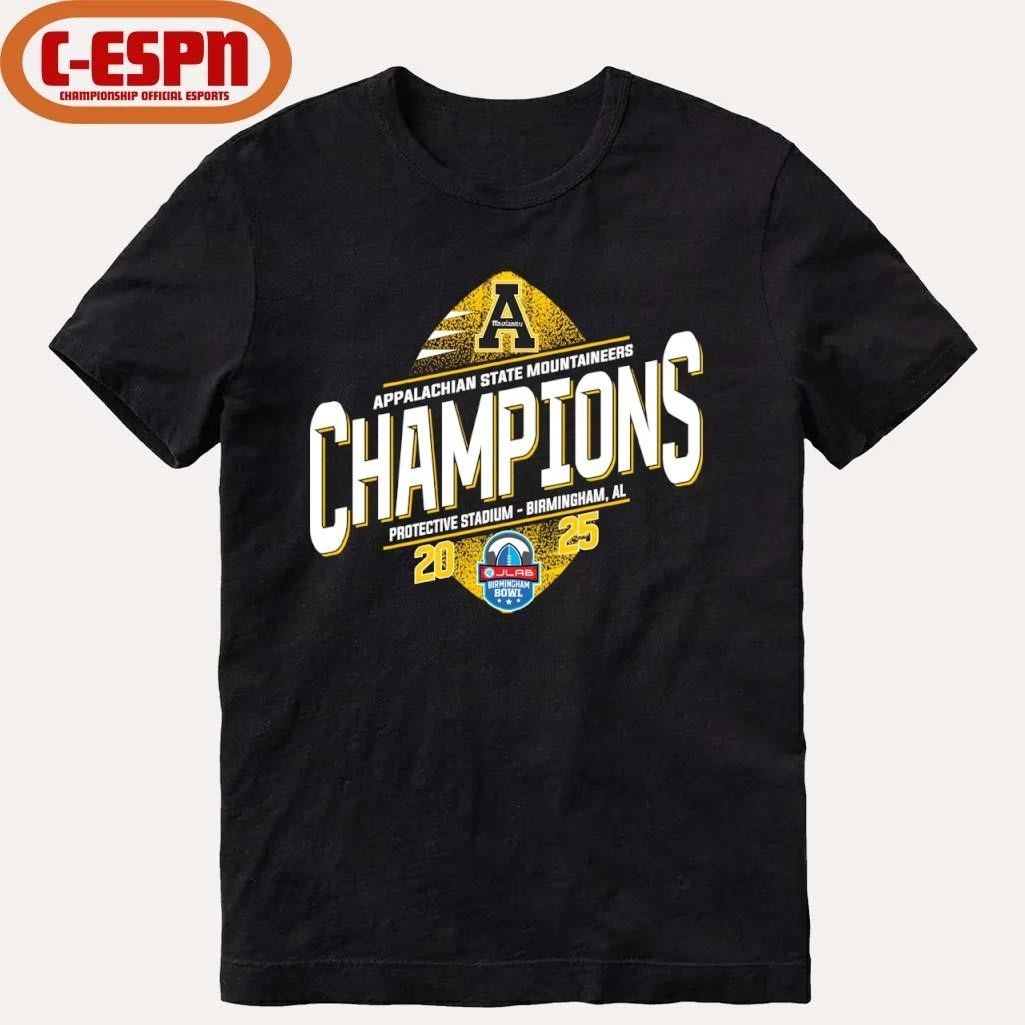 Appalachian State Mountaineers 2025 Birmingham Bowl Champions T-Shirt