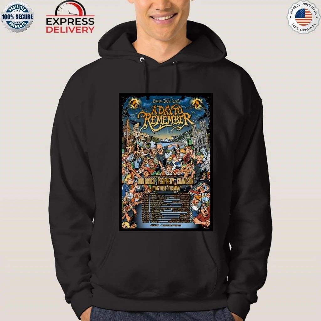 A Day To Remember 2026 Europe Tour Shirt