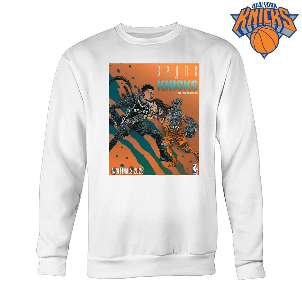 San Antonio Spurs vs New York Knicks Jalen Brunson Alien vs Predator NBA Finals 2026 T Shirt Design