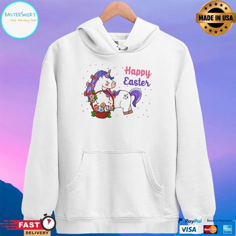 Unicorn Basket Eggs Happy Easter 2021 T-shirt
