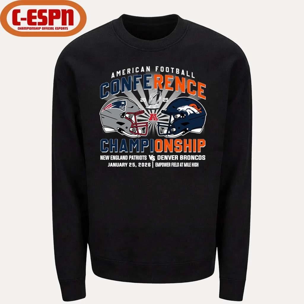 Patriots Vs Broncos AFC Conference Championship Duel Helmet T-Shirt