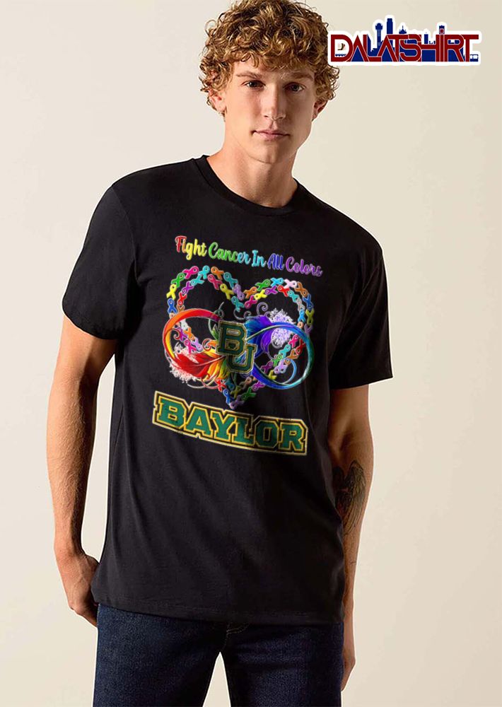 Baylor Bears NCAA Fight Cancer In All Colors Awareness Ribbons Heart Feather Infinity Symbol shirt