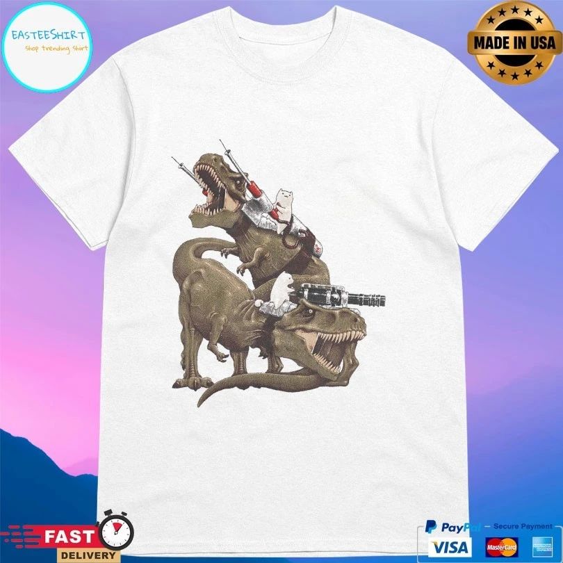 Cats Riding Dinosaurs Meme T-shirt