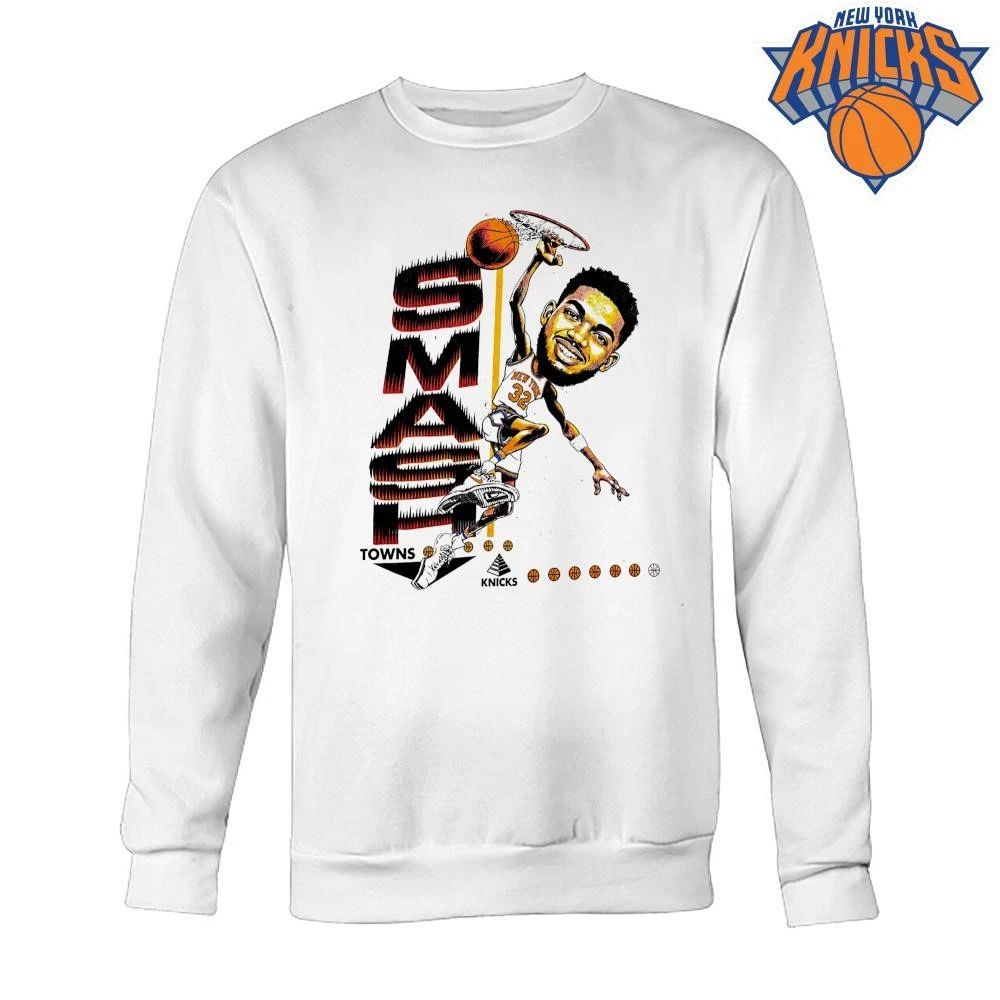 Karl Anthony Towns Smash New York Knicks Caricature Dunk Graphic Art NBA Finals 2026 Shirt
