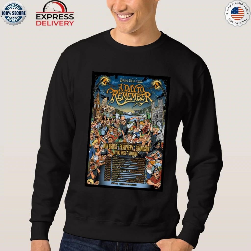 A Day To Remember 2026 Europe Tour Shirt