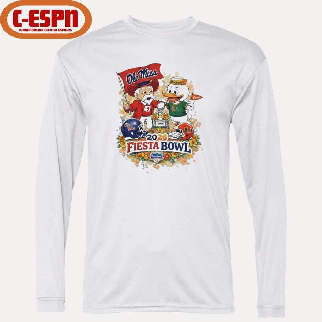 Colonel Reb Ole Miss Vs Sebastian the Ibis Miami CFP 2026 Fiesta Bowl Matchup T-Shirt