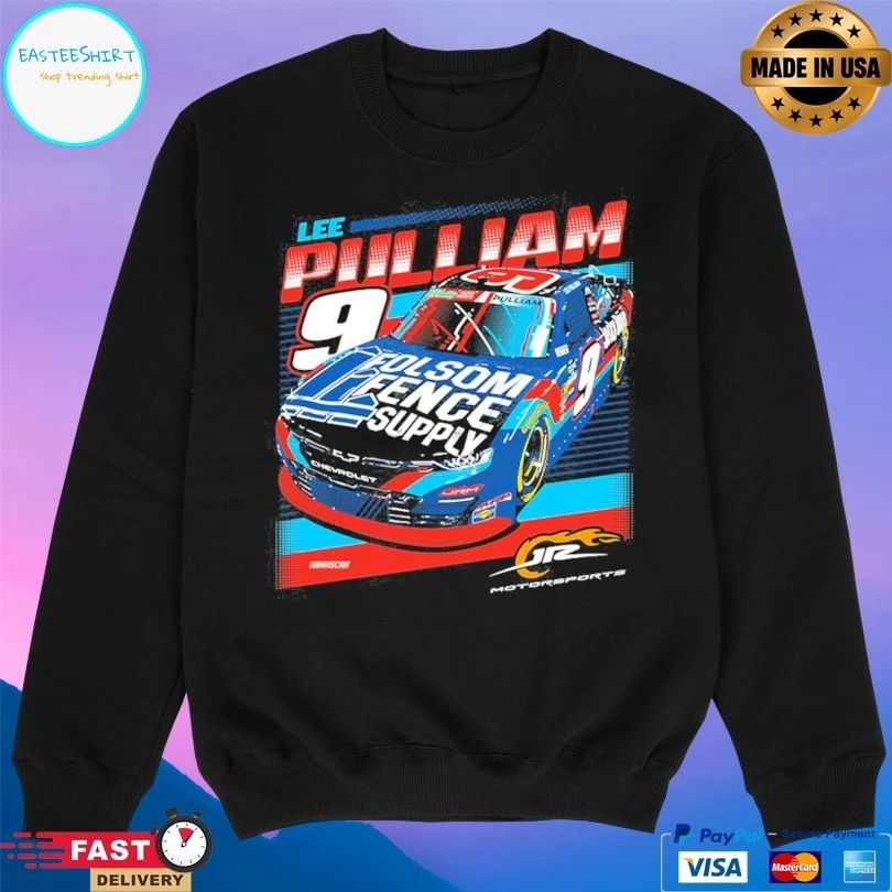 Lee Pulliam Jr Motorsports Official Team Apparel Black Folsom Fence Supply T-shirts