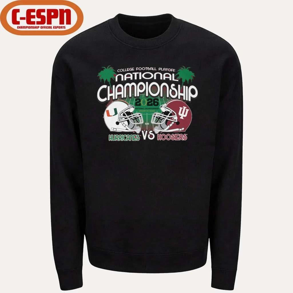 Hurricanes Vs Hoosiers 2026 CFP Championship Game Matchup T-Shirt