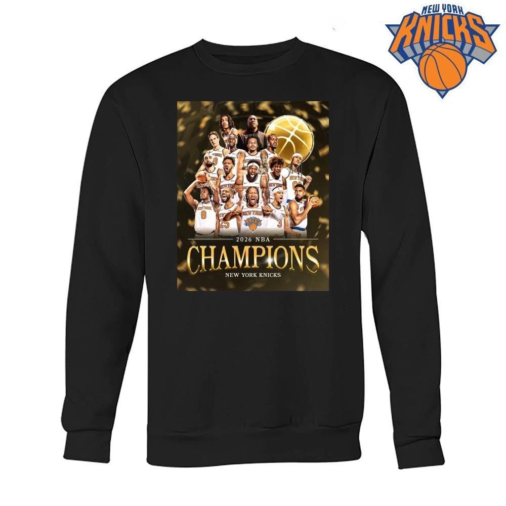 New York Knicks Champions NBA 2026 Team Roster Gold Basketball Shirt