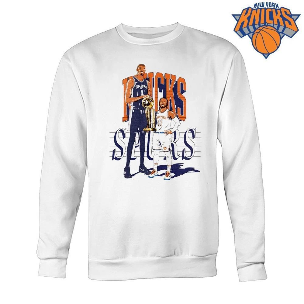 New York Knicks Jalen Brunson San Antonio Spurs Victor Wembanyama Larry O’Brien Trophy Vintage Illustration NBA Finals 2026 Shirt