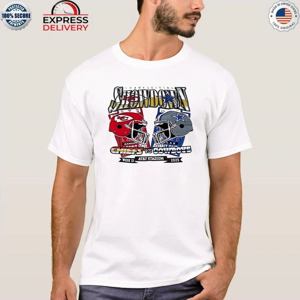 Chiefs vs Cowboy Thanksgiving Showdown Helmet Shirt