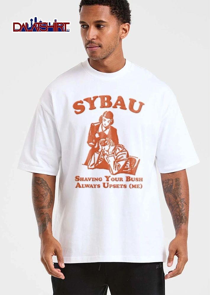 Sybau Shaving Your Bush Always Upsets Me Retro Line Art Woman Comforting Distressed Man shirt