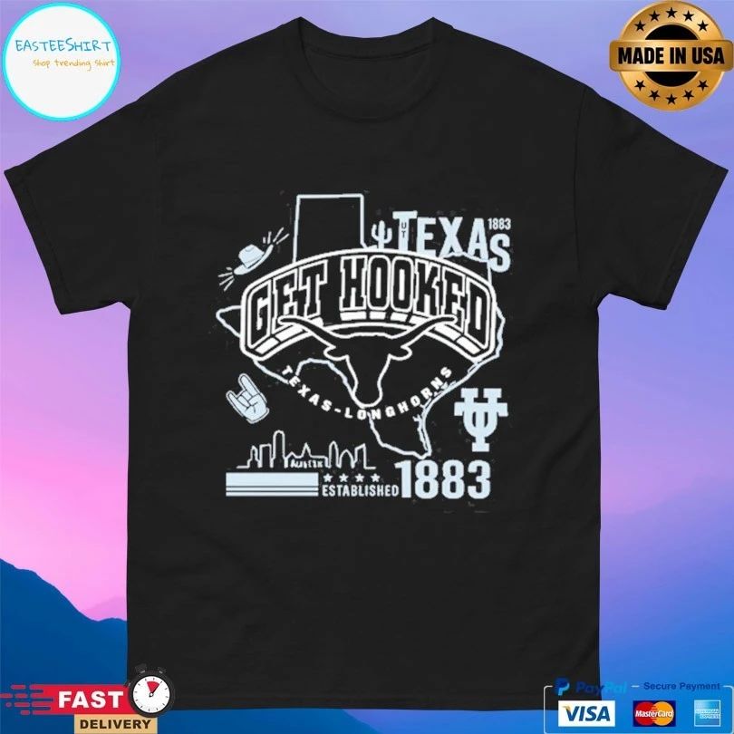 Texas Longhorns Get Hooked All Over Logos Established 1883 T-shirt