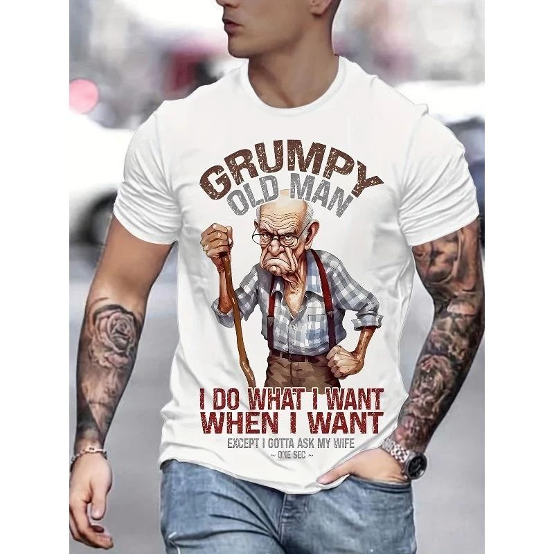 Grumpy Old Man Funny Graphic T-Shirt, Men's Humor Dad Gift Tee