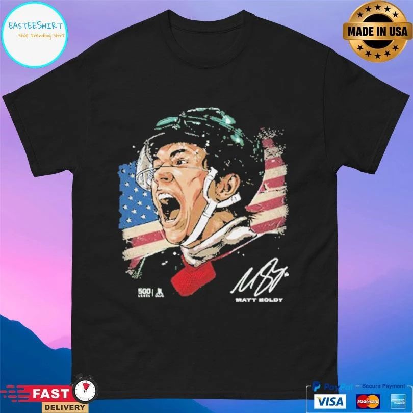Minnesota Wild Matt Boldy Minnesota Usa Portrait Gold Medal Hockey Champions 2026 T-shirts