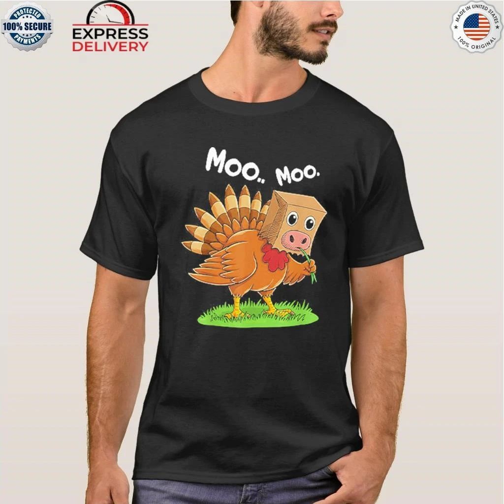 Turkey Cow Moo Moo Funny Thanksgiving Shirt