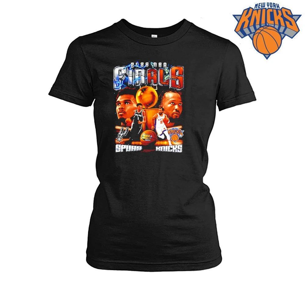 San Antonio Spurs vs New York Knicks Victor Wembanyama Jalen Brunson 2026 NBA Finals Bootleg Vintage Black Graphic Shirt