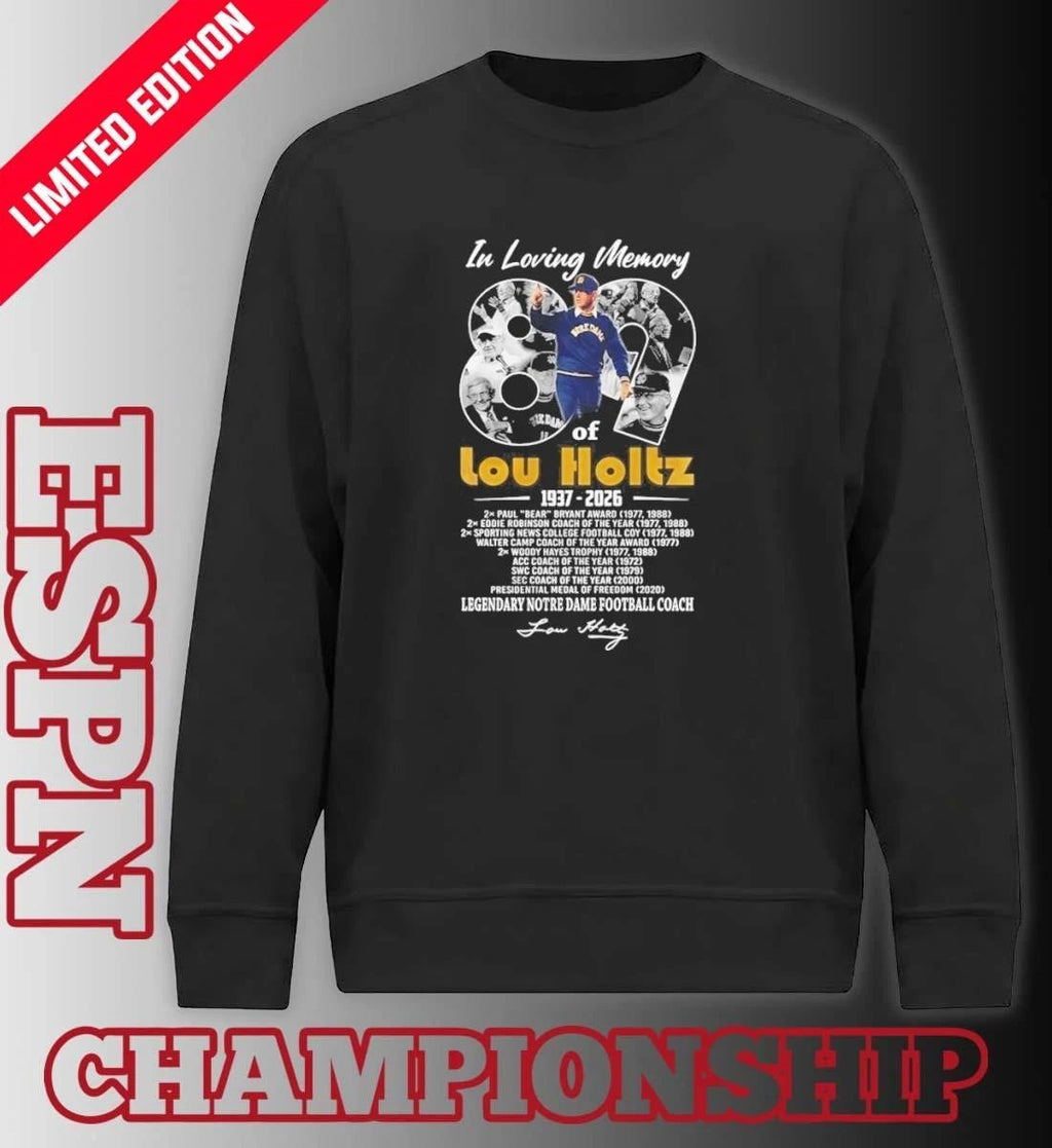 In Loving Memory Of Lou Holtz 1937 2026 Legendary Notre Dame Football Coach Signature Tribute Shirt
