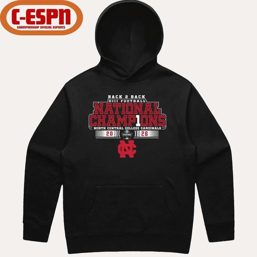 North Central College Back 2 Back NCAA DIII Football National Champions T-Shirt