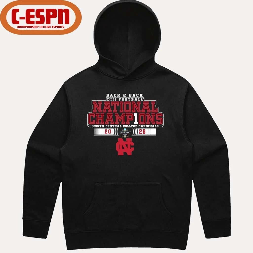 North Central College Back 2 Back NCAA DIII Football National Champions T-Shirt