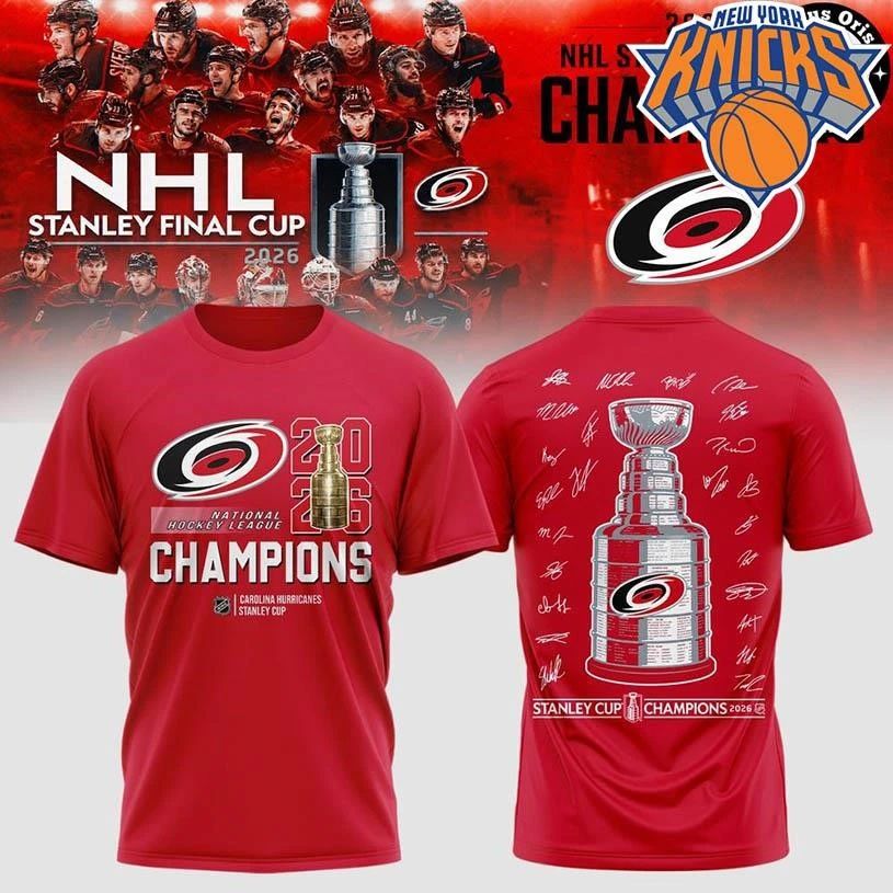 Signed Carolina Hurricanes 2026 Stanley Cup Champions Two Sided Shirt