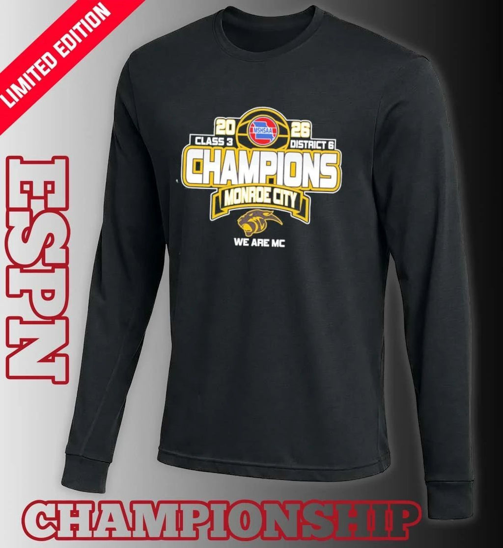 Monroe City Basketball 2026 MSHSAA Class 3 District 6 Champions Shirt
