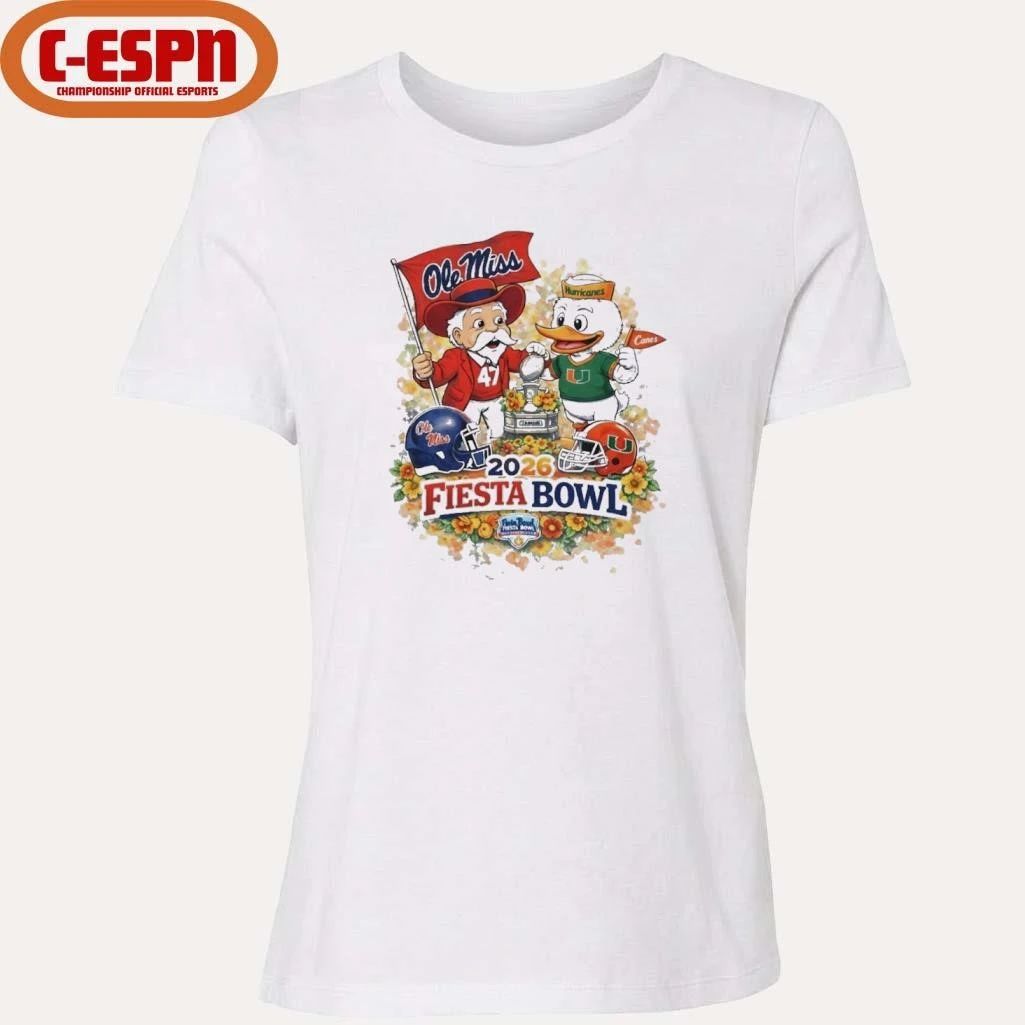 Colonel Reb Ole Miss Vs Sebastian the Ibis Miami CFP 2026 Fiesta Bowl Matchup T-Shirt
