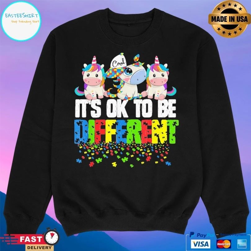 It’s Ok To Be Different Autism Awareness Day Unicorn T-shirt