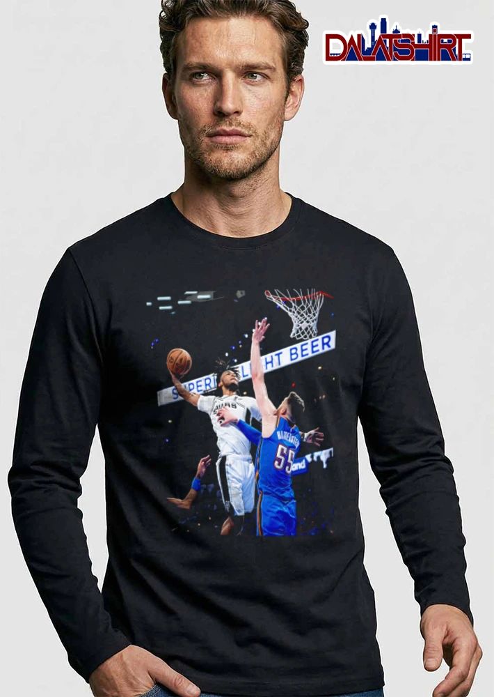 San Antonio Spurs NBA Hartenstein Basketball Player Layup Action Photo shirt