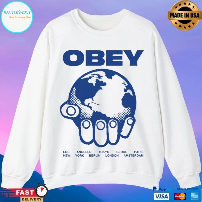 Helping Hand Obey Los New Angeles Tokyo Seoul York Berlin London Paris Amsterdam T-shirt