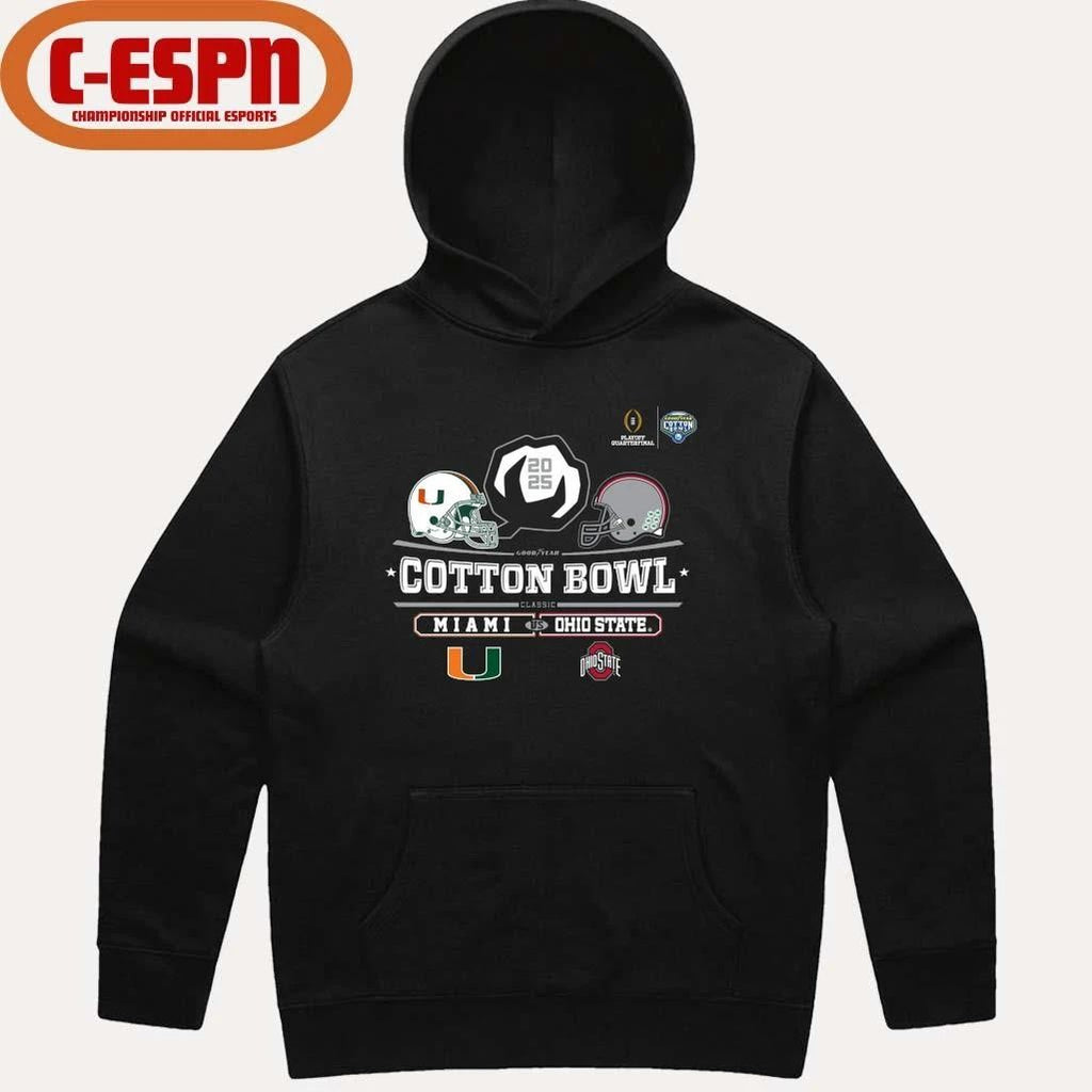 Miami Vs Ohio State 2025 Cotton Bowl Helmet Logo December 31 T-Shirt