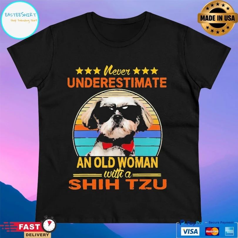 Never Underestimate An Old Woman With A Shih Tzu Vintage T-shirt
