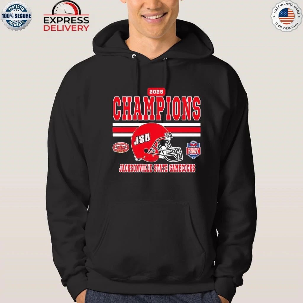 Salute to Veterans Bowl Champions Jacksonville State Gamecocks Football Champions 2025 IS4S Salute to Veterans Bowl Shirt