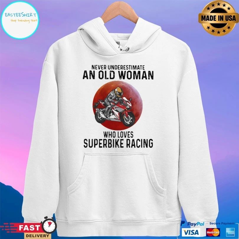 Never Underestimate An Old Woman Who Loves Superbike Racing The Moon T-shirt