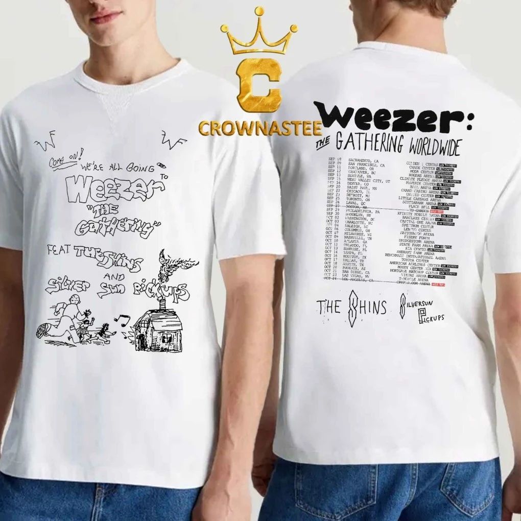 Weezer 2026 The Gathering Worldwide Tour Dates Two Sided Shirt