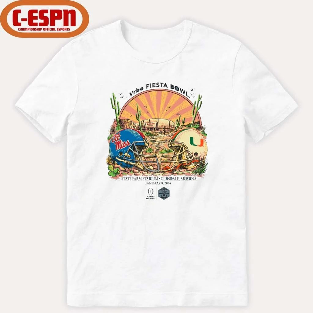 Ole Miss Vs Miami 2026 VRBO Fiesta Bowl Retro T-Shirt