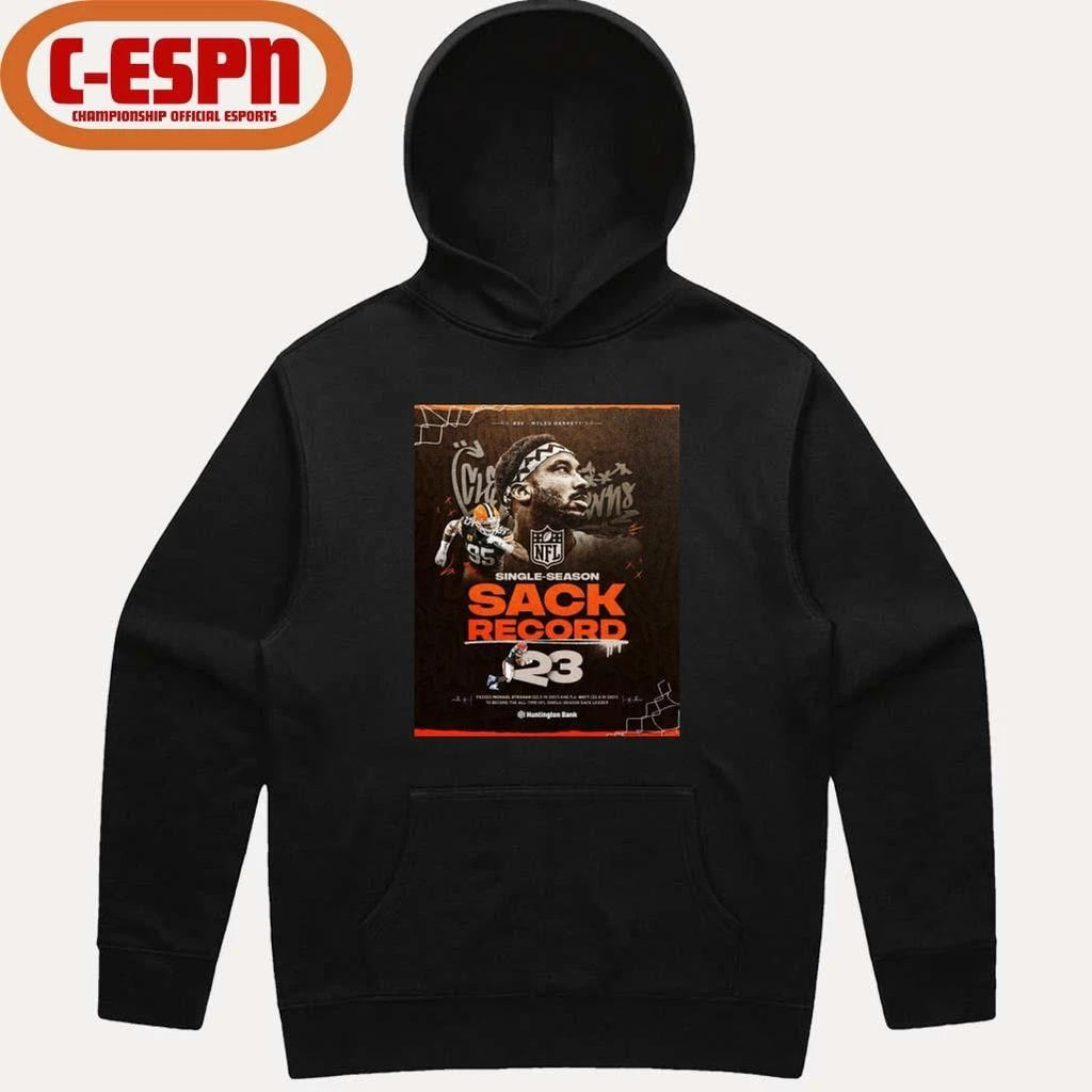 Single Season Sacks Record Myles Garrett Cleveland Football Shirt