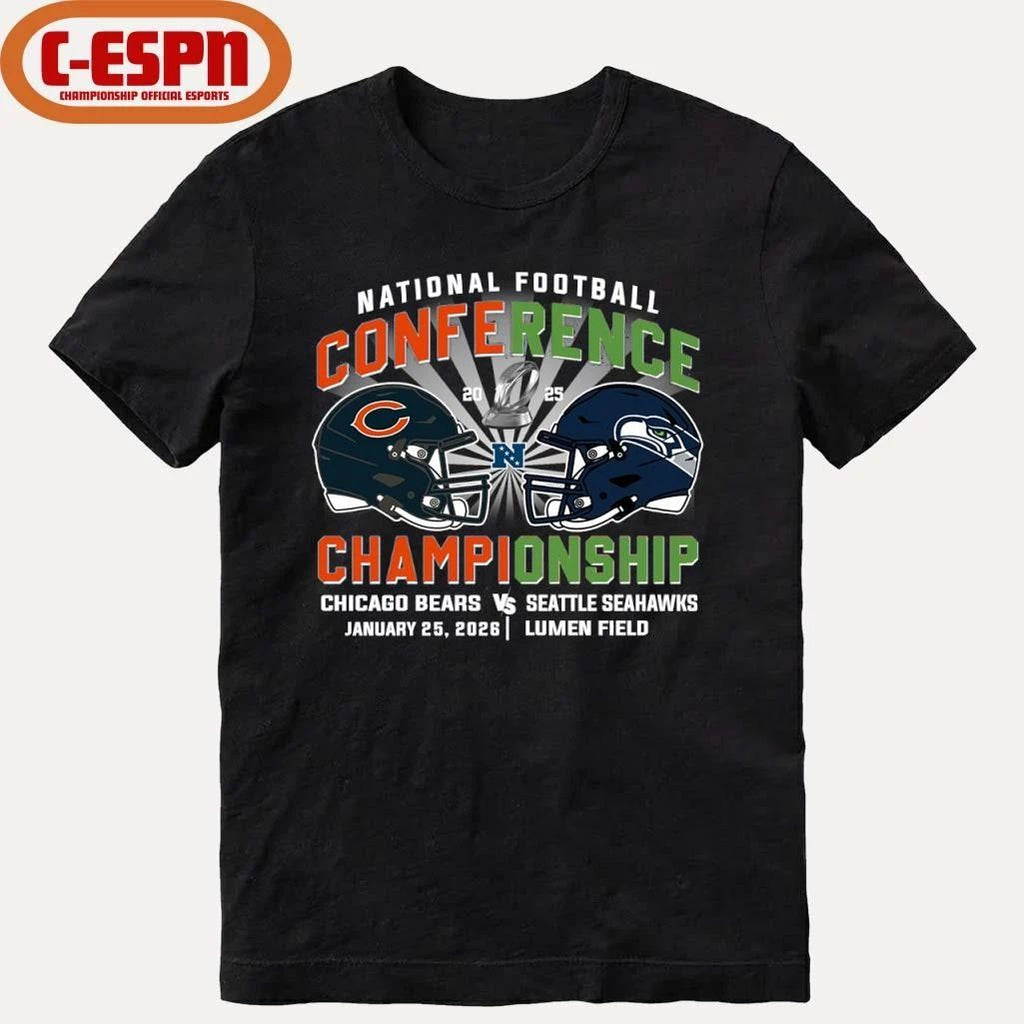 Bears Vs Seahawks NFC Conference Championship Duel Helmet T-Shirt