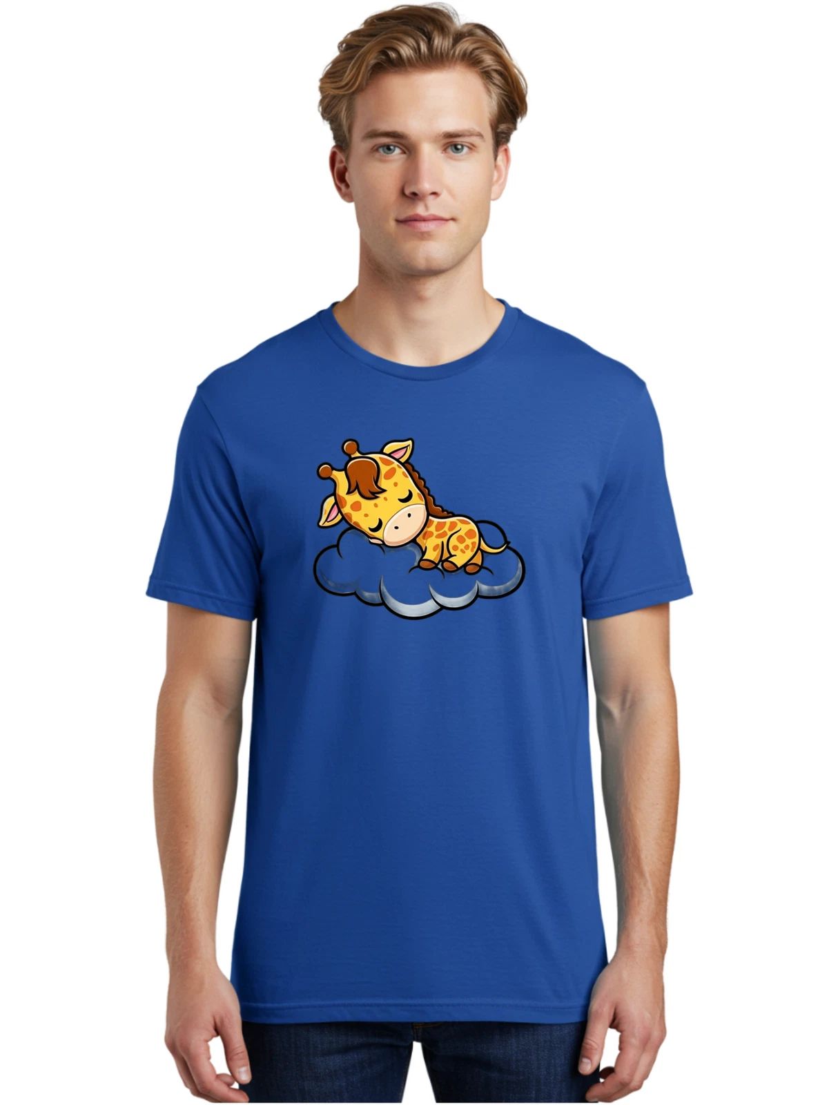 Sleeping-Giraffe Mens Graphic Tee, 100% Cotton, Casual Summer Wear