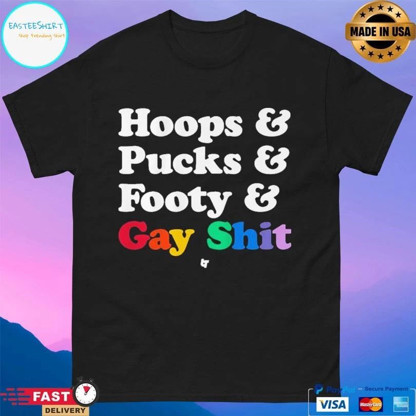 Sarah Spain Hoops And Pucks And Footy And Gay Shit T-shirts