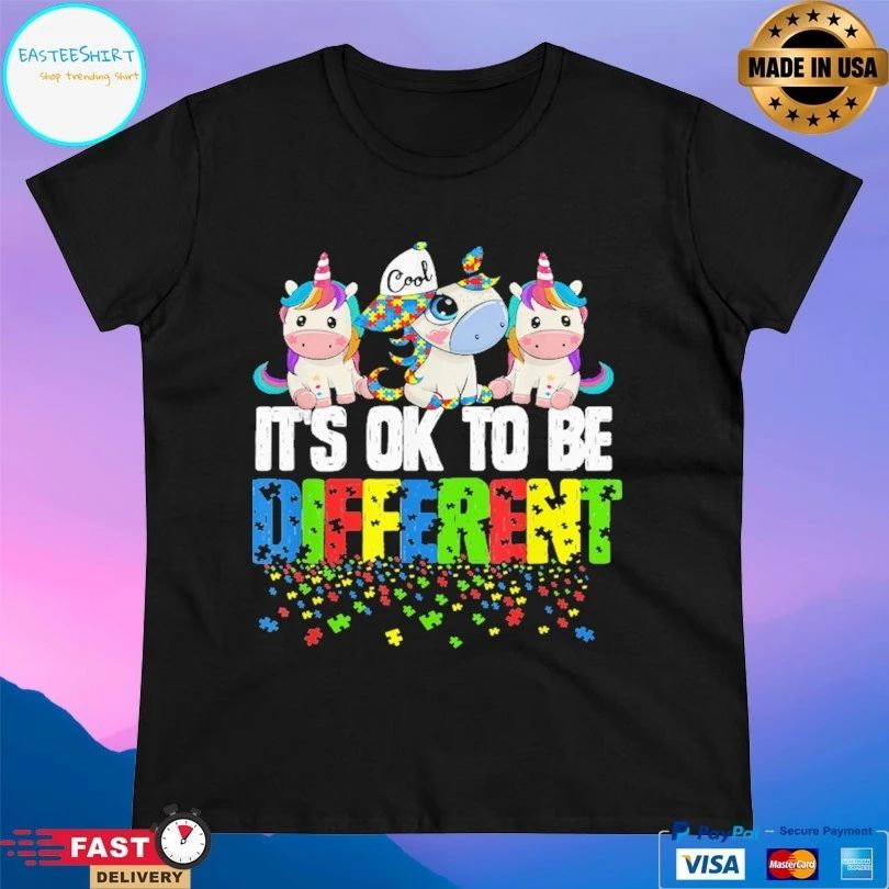 It’s Ok To Be Different Autism Awareness Day Unicorn T-shirt
