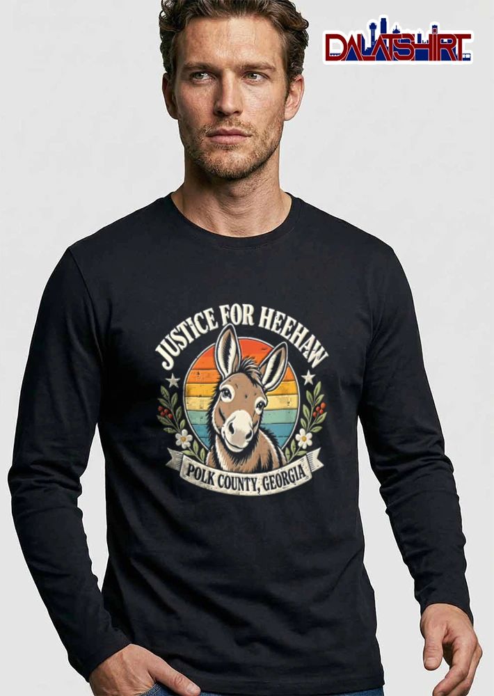 Justice For Heehaw Polk County Georgia Retro Donkey Portrait Striped Sunset shirt