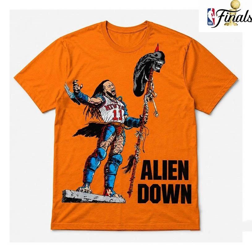 Jalen Brunson New York Knicks Spurs Wemby Alien Down NBA Finals 2026 Shirt