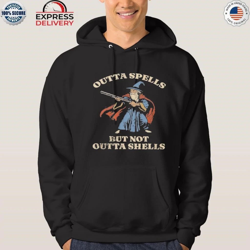 Outta Spells But Not Outta Shells Wizard Fantasy Meme Shirt