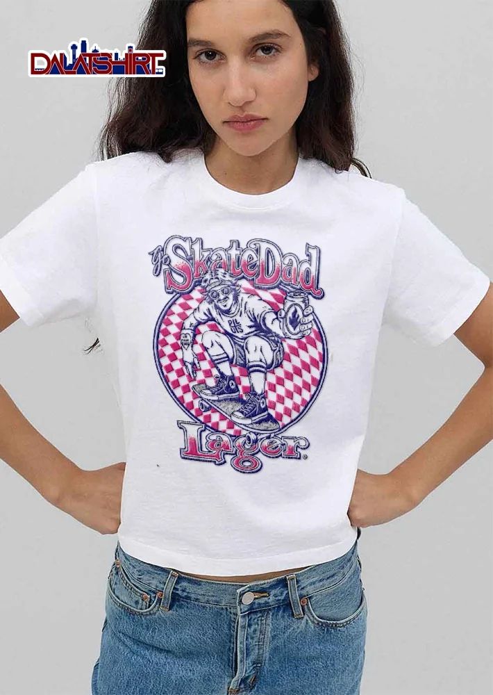 Go Skate Dad Lager Pils Skater Riding Skateboard Beer Can Checkerboard shirt