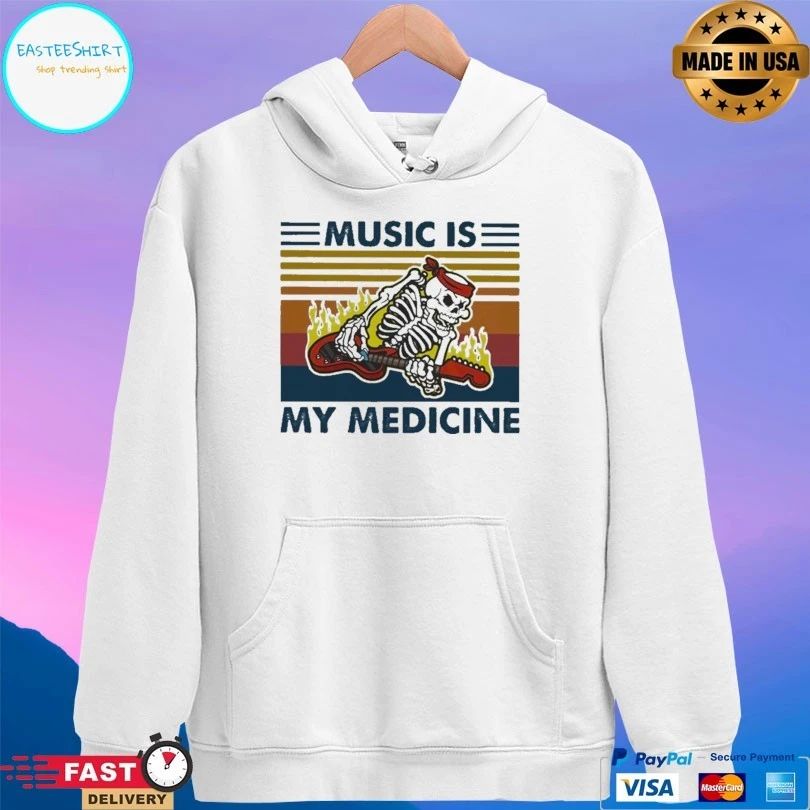 Skeleton Play Music Is My Medicine Vintage T-shirt